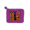 Monarch Butterfly Felt Coin Purse: Gray