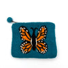 Monarch Butterfly Felt Coin Purse: Gray