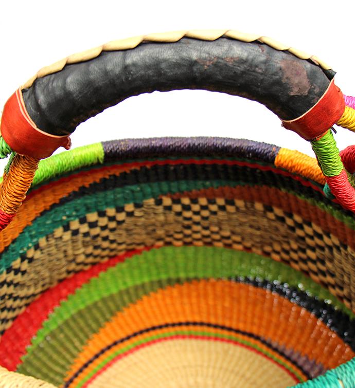 Bolga Pot Design Market Basket, Mixed Colors - fairisleshop