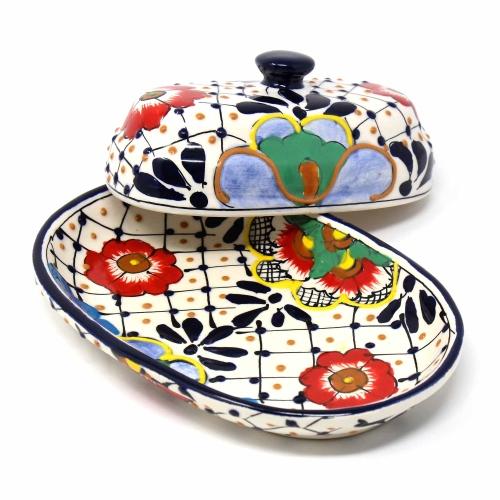 Encantada Handmade Pottery Spoon Rest - Dots & Flowers